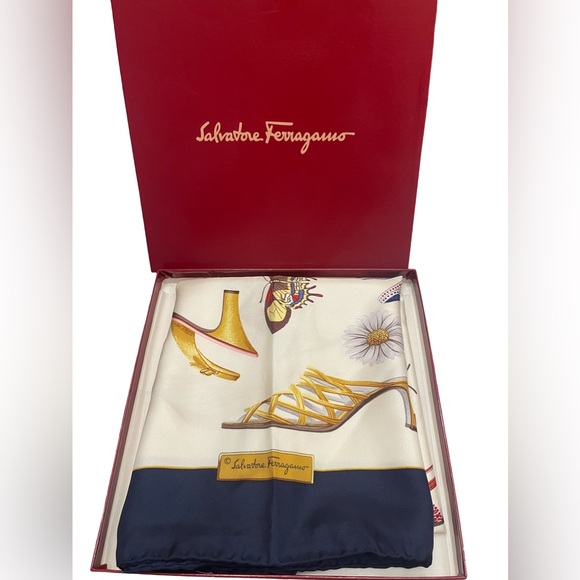 SALVATORE FERRAGAMO Silk Scarf - Ladies Pump Prints - Picture 2 of 10